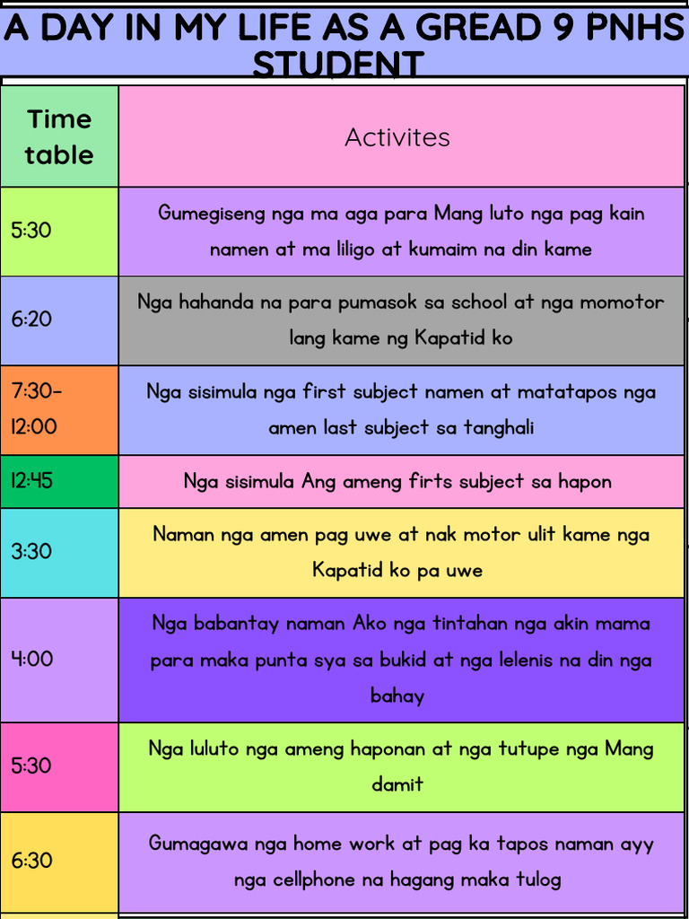 Class Schedule Document Colorful Striped Table - 20250110 - 075802 ...