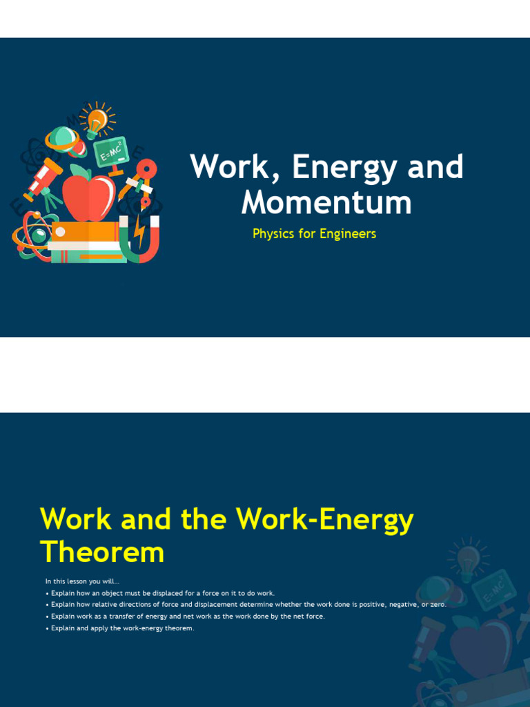 A document titled 'work-efficiency' with diagrams of force and potential energy, representing the systematic and scientific approach to workplace optimization.