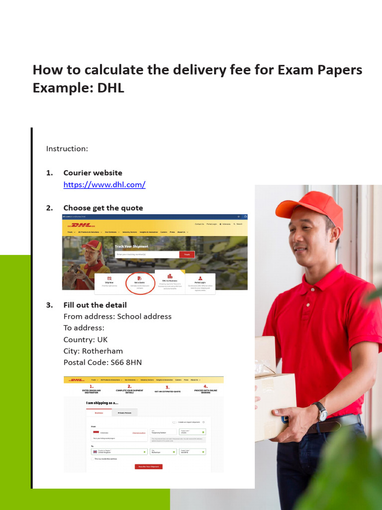 How to calculate the delivery fee for Exam Papers_DHL | PDF