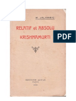 Relatif Et Absolu - Krishnamurti, Par M. Jalambic