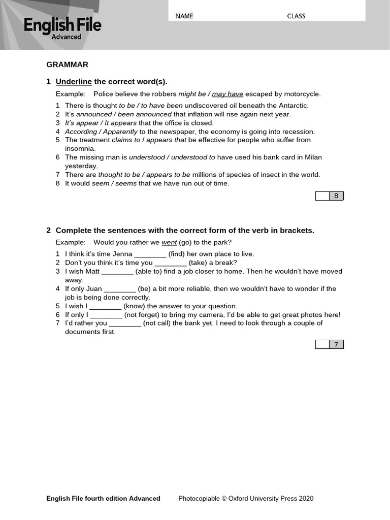 English File Advanced Test 5 Answers | PDF