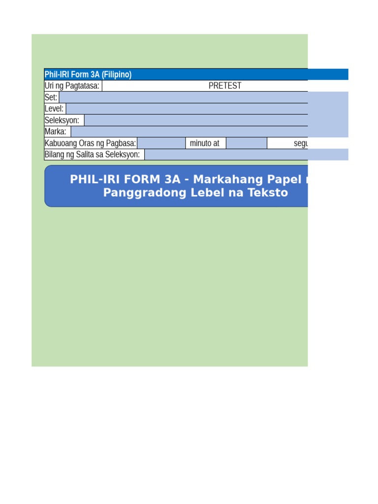 Phil-IRI Form 3A - and - 3B | PDF