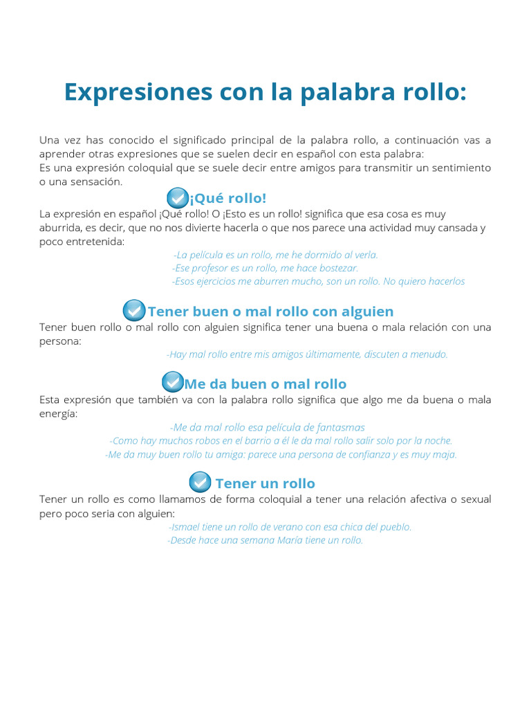 Expresiones Con La Palabra ROLLO | PDF