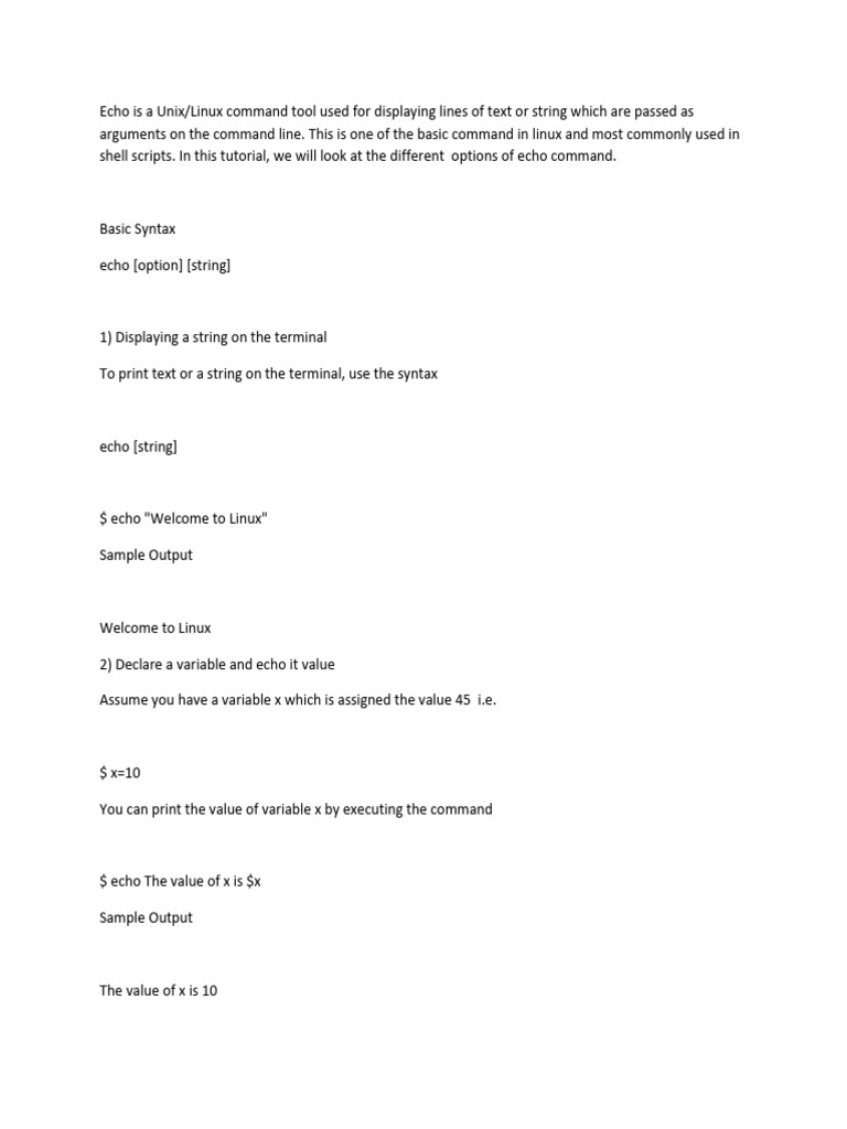 Using the Echo Command in Linux | PDF