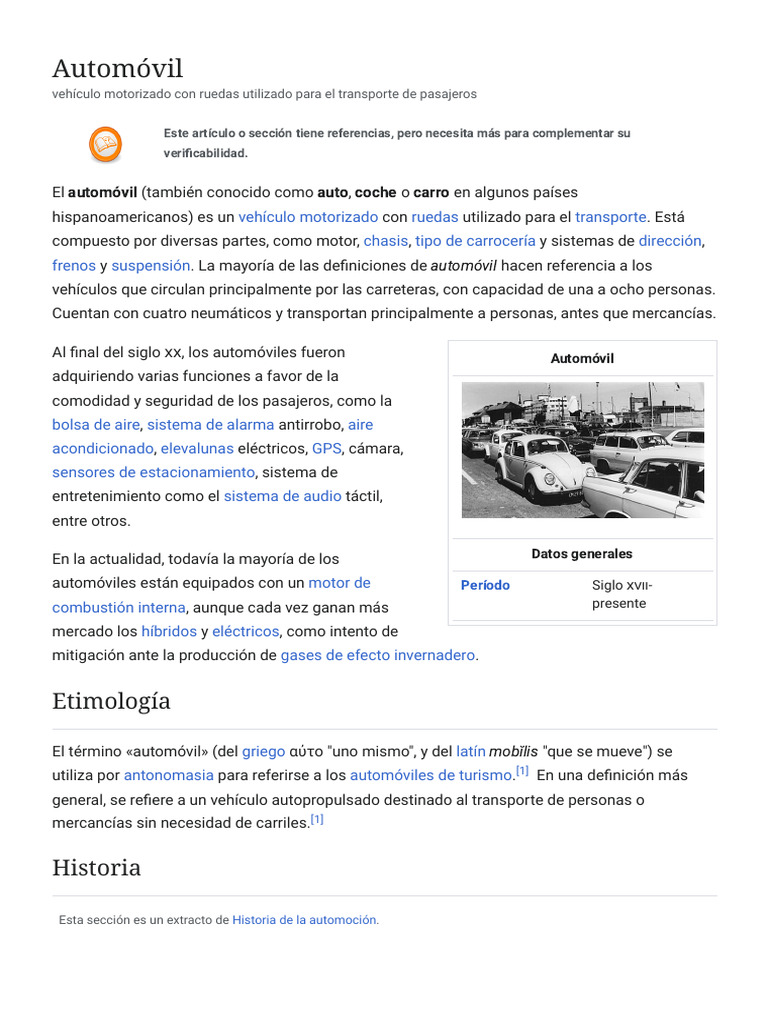 Automóvil: Etimología | PDF | Coche | Vehículos