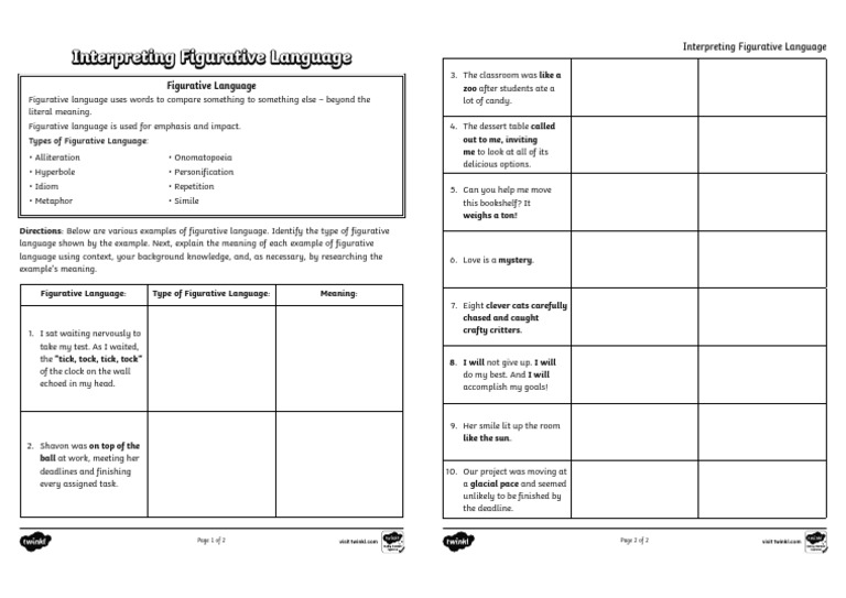 Understanding Figurative Language | PDF | Interpretation (Philosophy ...