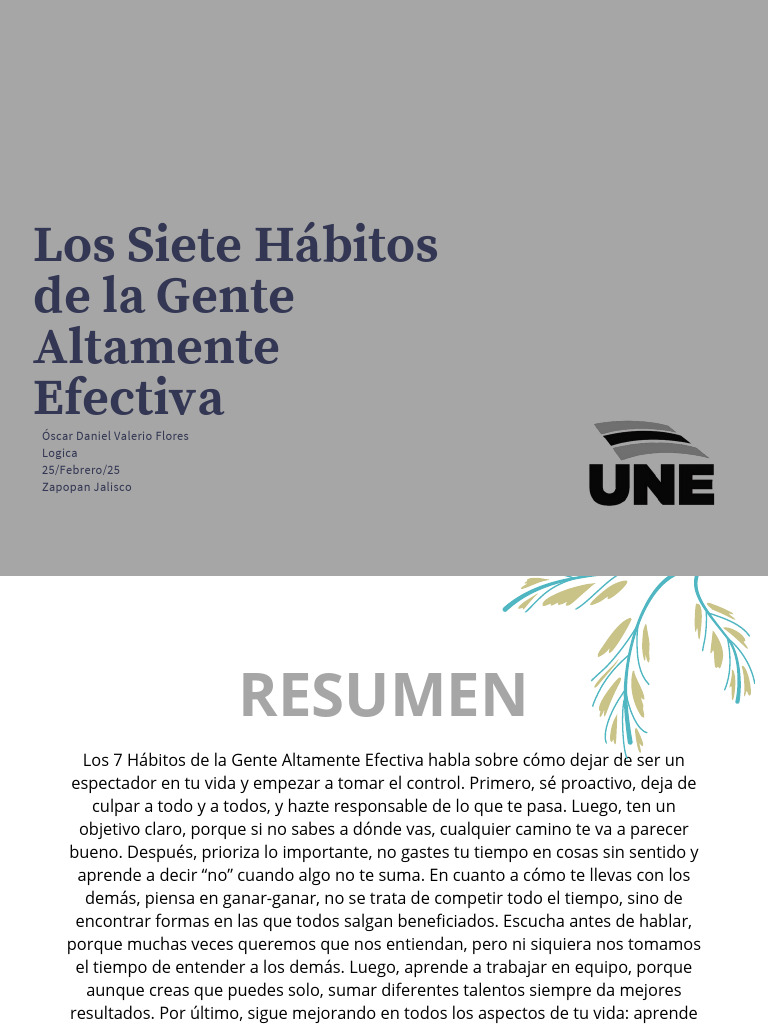 Siete Hábitos para el Éxito Personal | PDF
