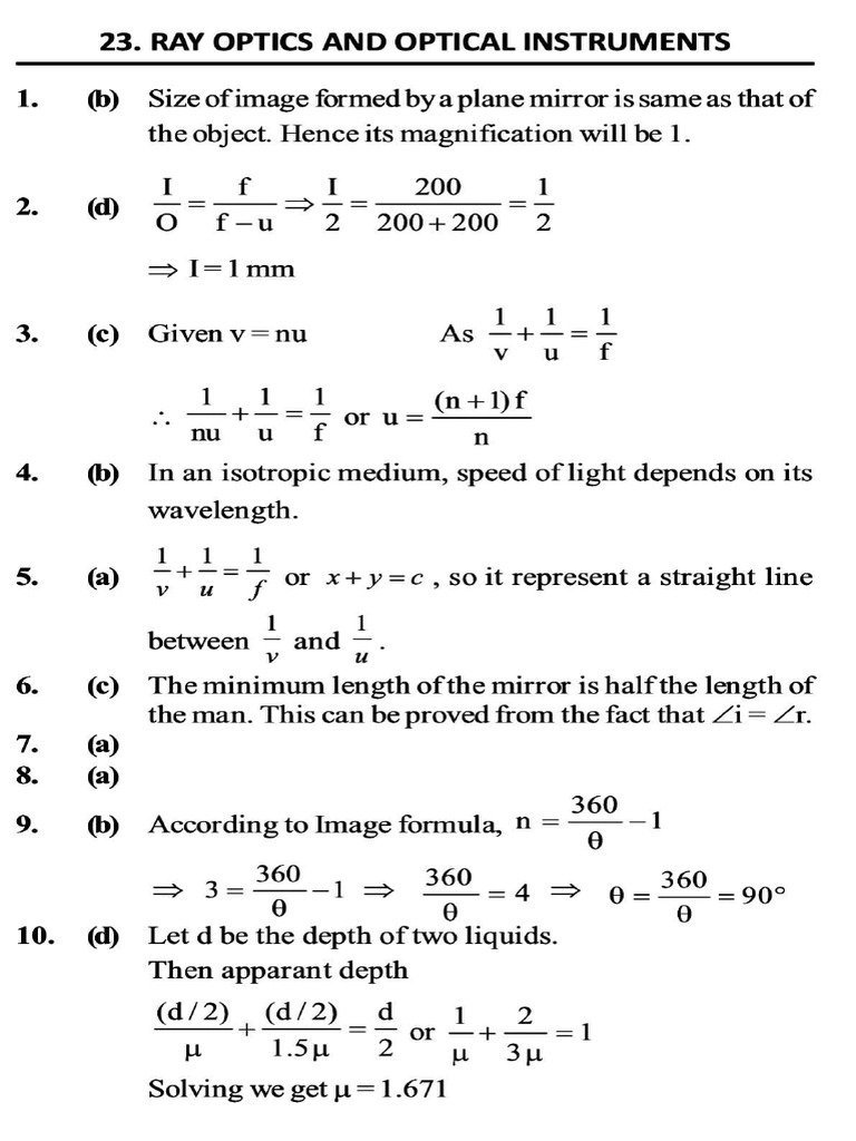 Rule of Ray Diagram in Optics | PDF | Optics | Refraction