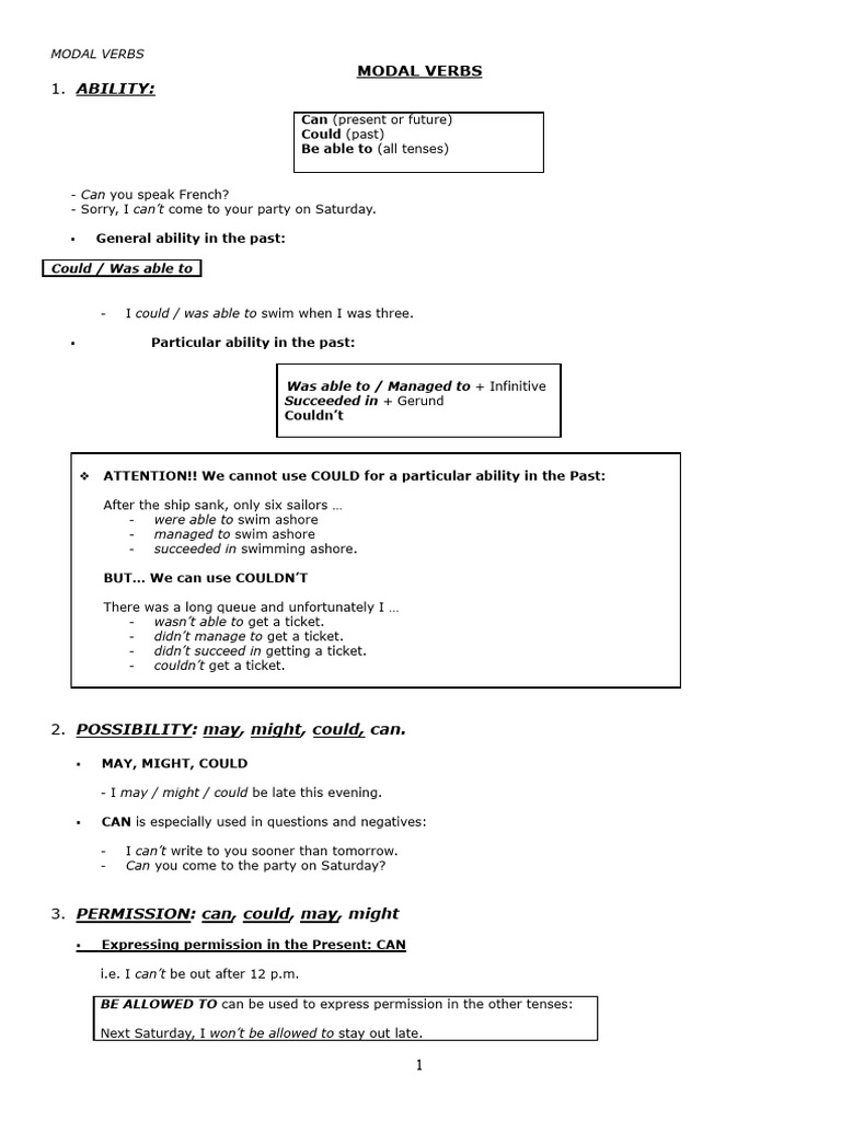 Modal Verbs. English | PDF | Verb | Linguistic Typology