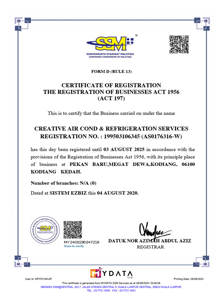 Creative Air Conditioning Registration | PDF | Smartphone | Qr Code