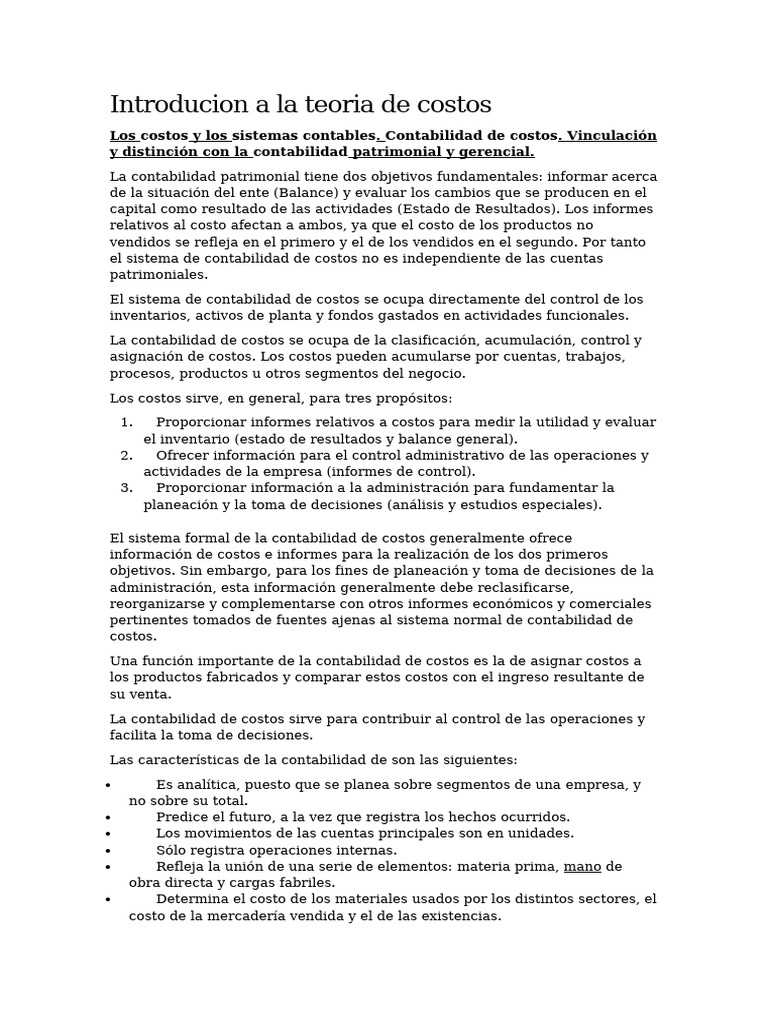 Introducción a la Contabilidad de Costos | PDF | Costo | Contabilidad