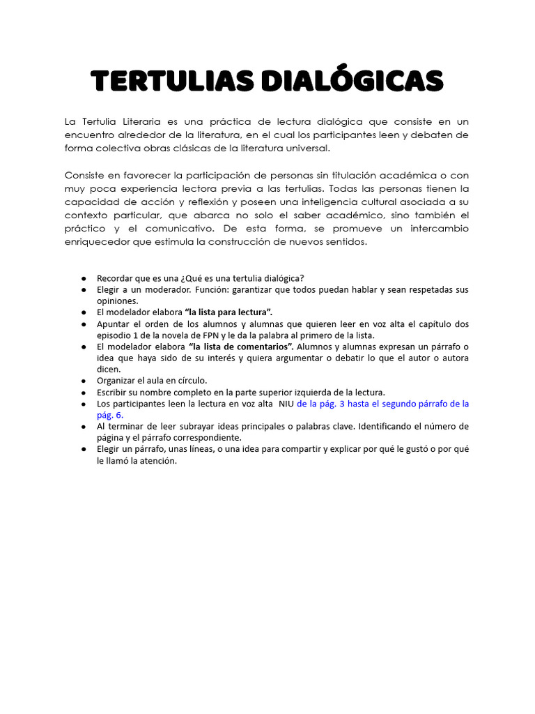 Pasos para Aplicar Tertulía | PDF