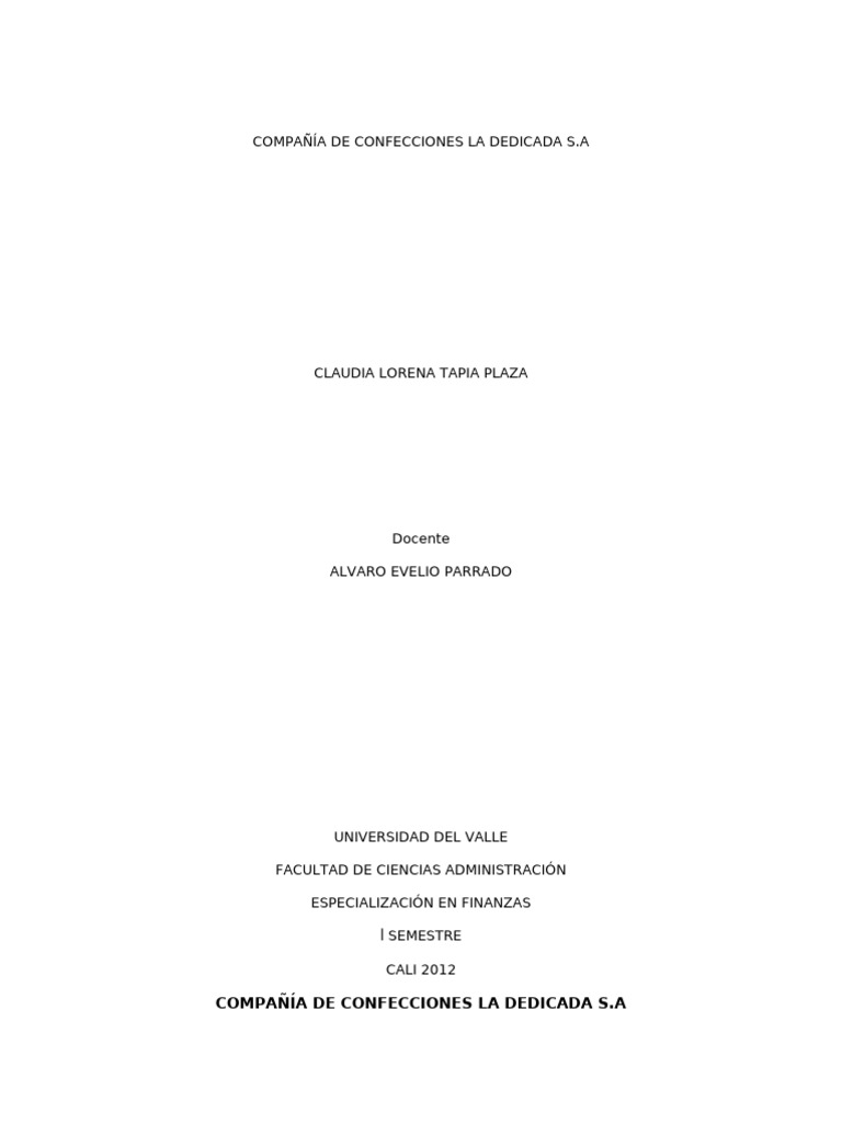 Análisis Financiero Compañía La Dedicada | PDF | Estado de resultados ...