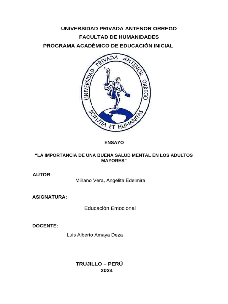 Salud Mental en Adultos Mayores | PDF | Salud mental | Vejez