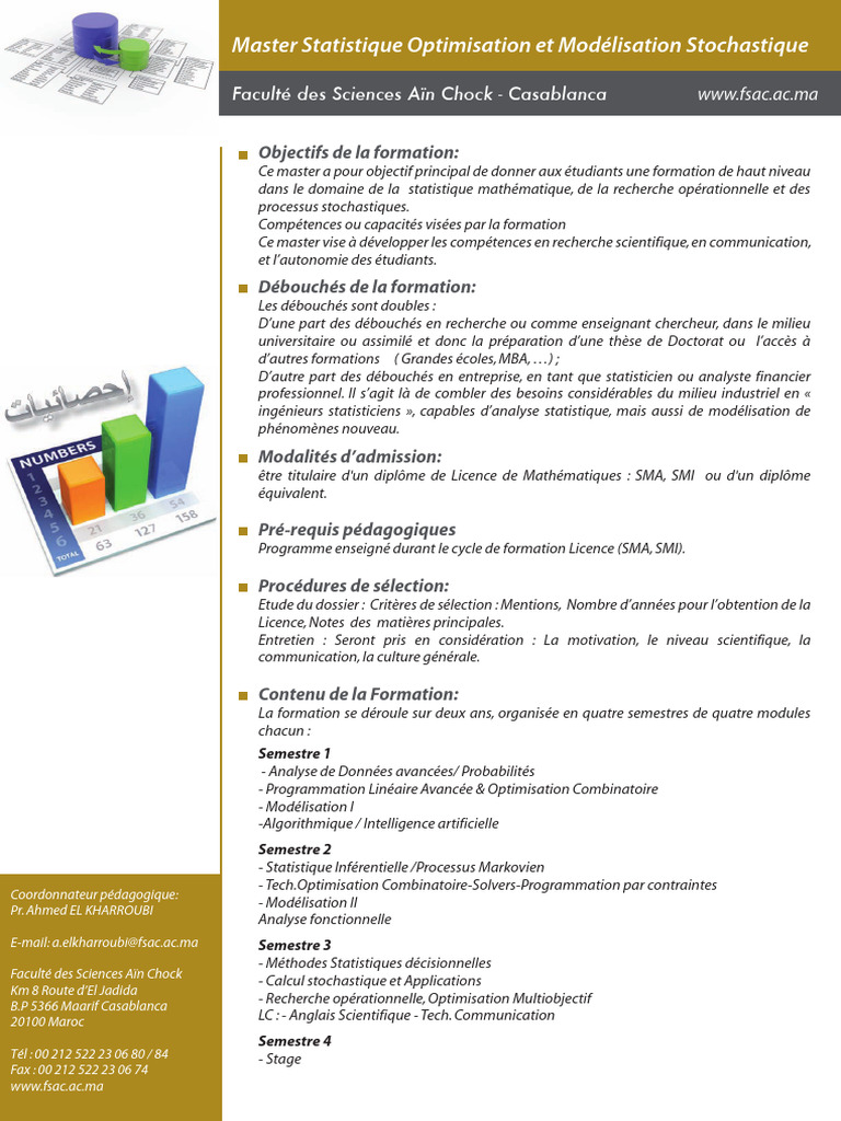 Master en Statistique et Modélisation Stochastique | PDF | Statistiques ...