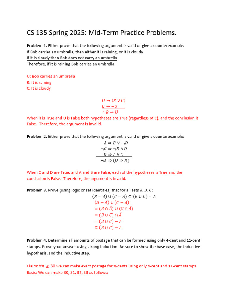 CS 135 Spring 2025 Mid-Term Practice Problems | PDF | Argument ...