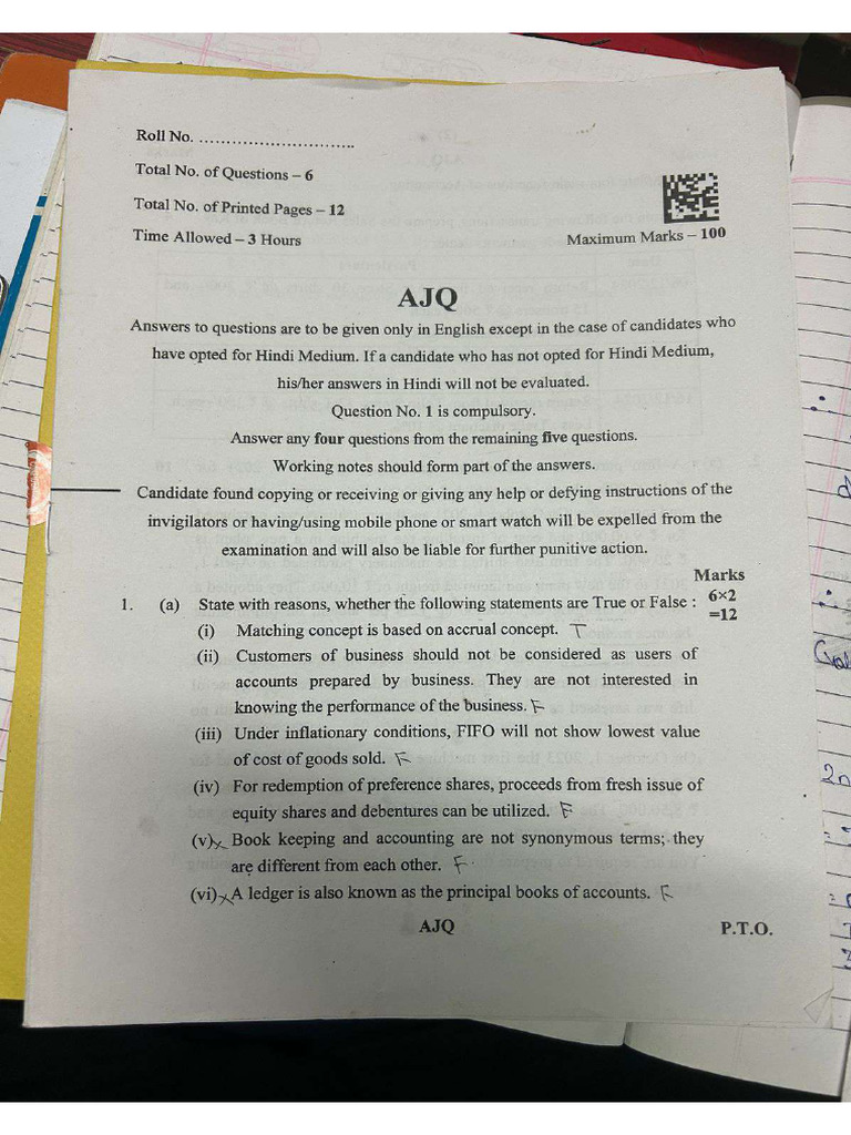 Ca Foundation Jan 2025 Accounting Paper | PDF