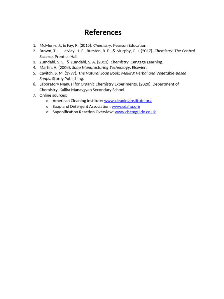Soap Manufacturing and Chemistry References | PDF
