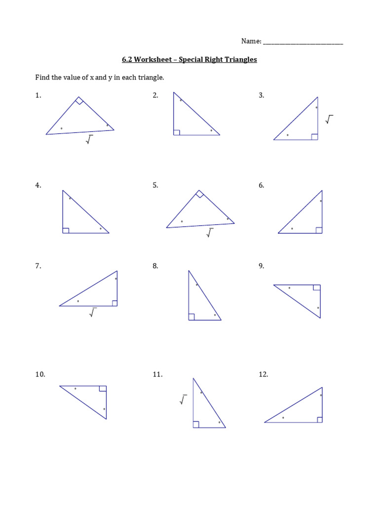 Name: - : 6.2 Worksheet Special Right Triangles | PDF | Elementary ...