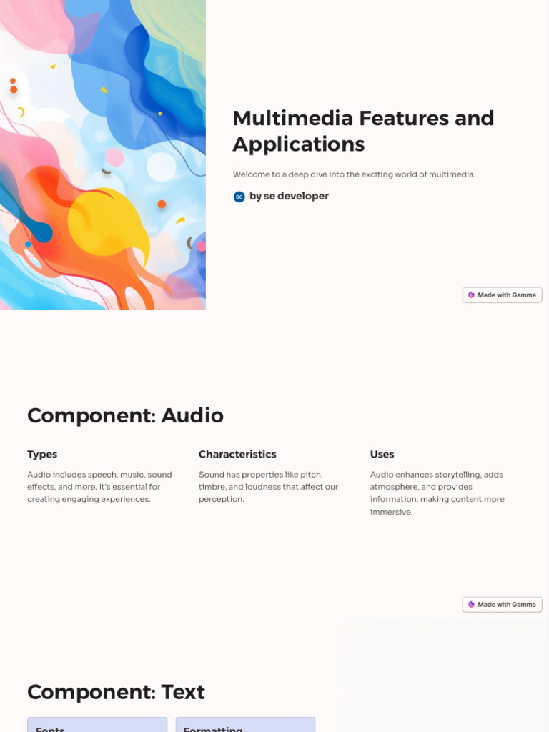 Multimedia Features and Applications | PDF | Multimedia | Sound