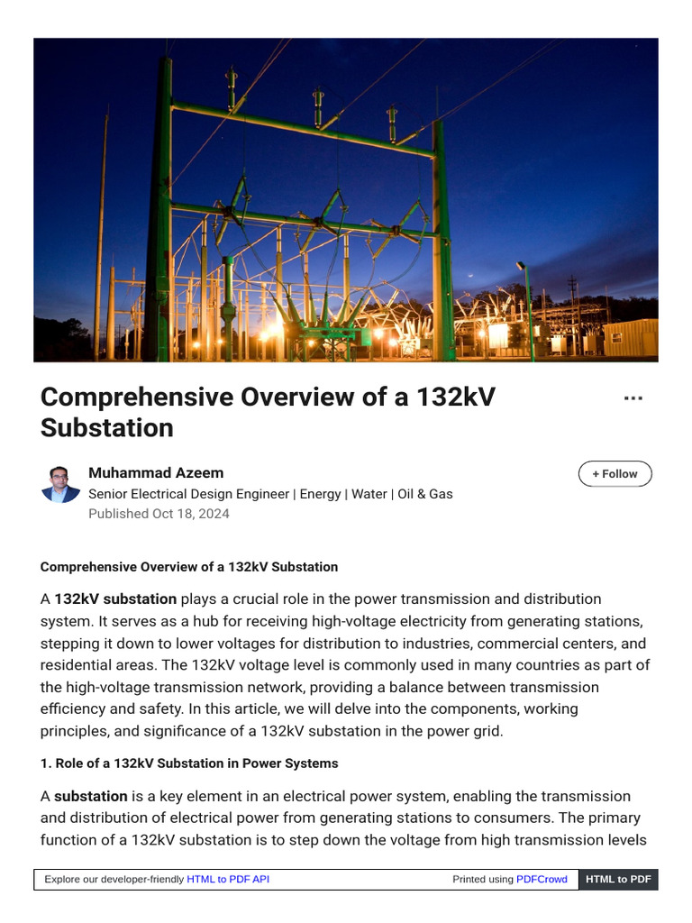 132kV Substation Overview and Functions | PDF | Electric Power ...