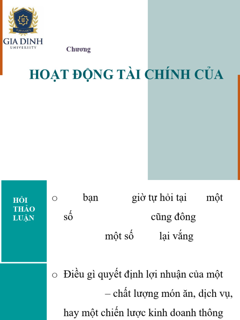 Chương 6 Ho T Đ NG Tài Chính C A Nhà Hàng | PDF