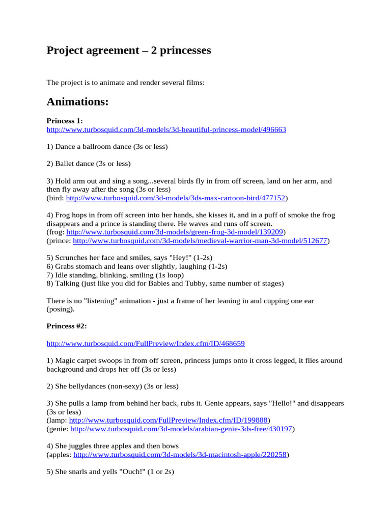 Project Agreement - 2 Princesses | PDF