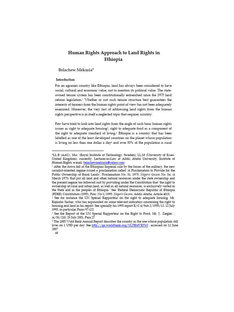 Human Rights and Land Rights in Ethiopia | PDF | Human Rights | Treaty