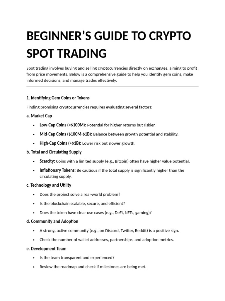 Crypto Spot Trading Guide | PDF | Cryptocurrency | Market Trend