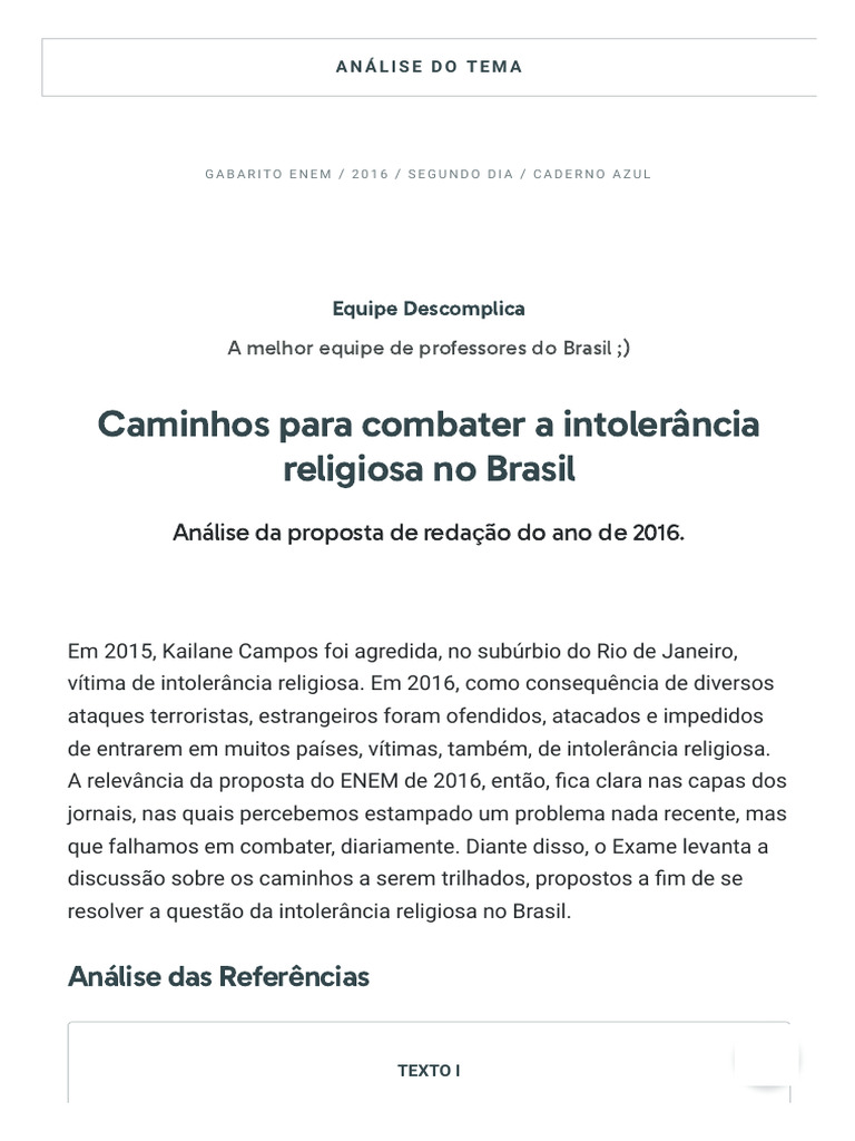 Caminhos para Combater a Intolerância Religiosa | PDF | Brasil ...