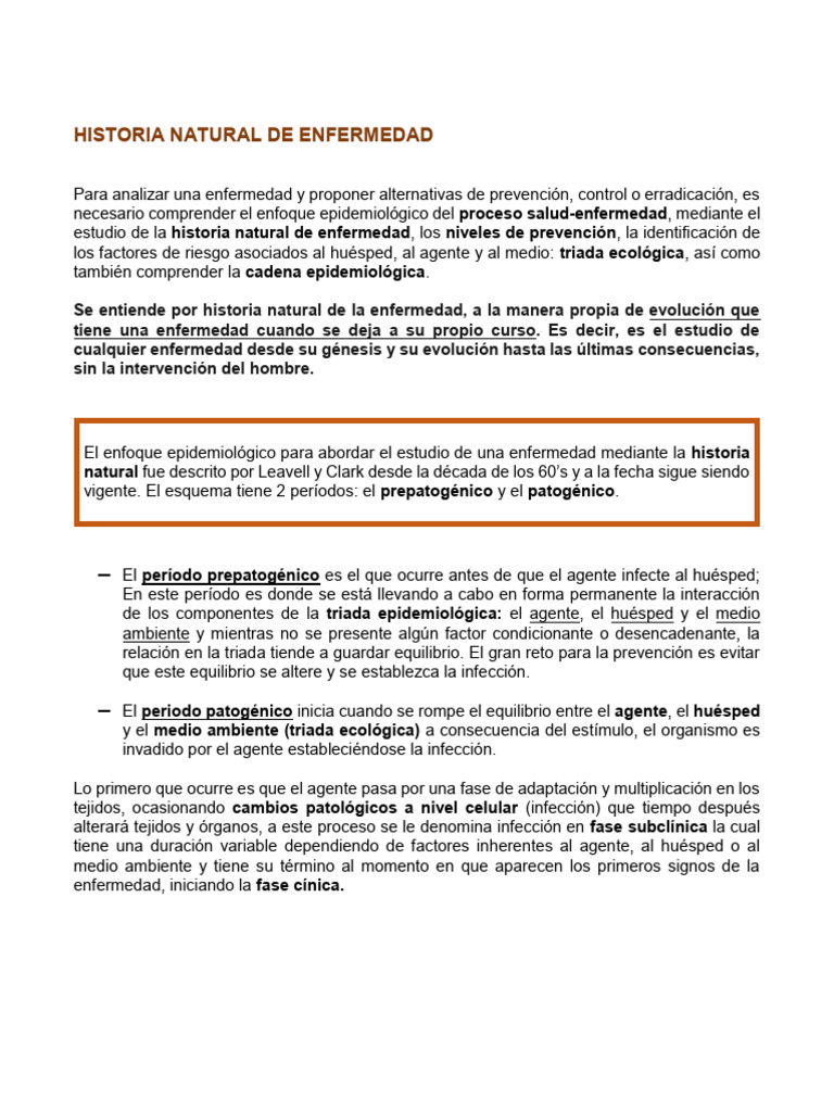 Historia Natural de la Enfermedad | PDF | Enfermedades y trastornos