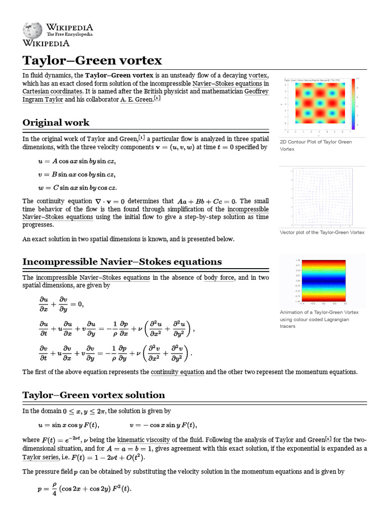 Taylor Green Vortex 2D What Is It | PDF | Mechanical Engineering ...