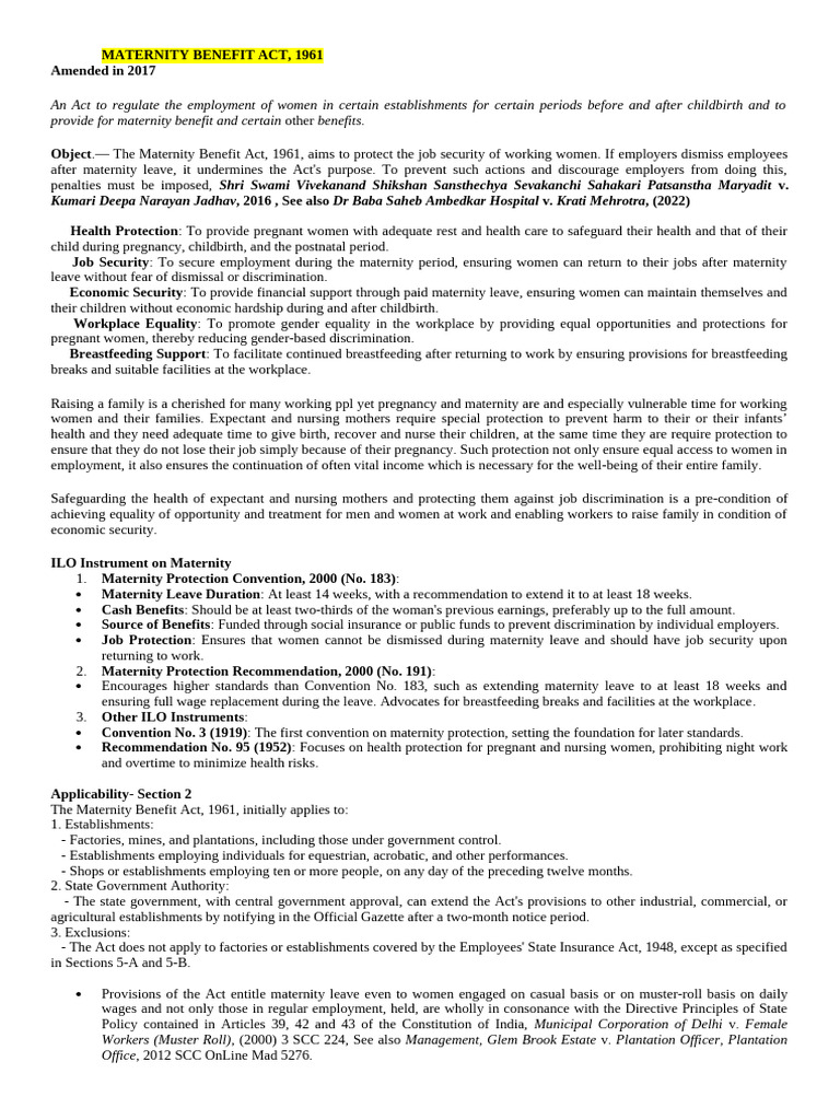 Labour Law Notes | PDF | Cost Of Living | Employment