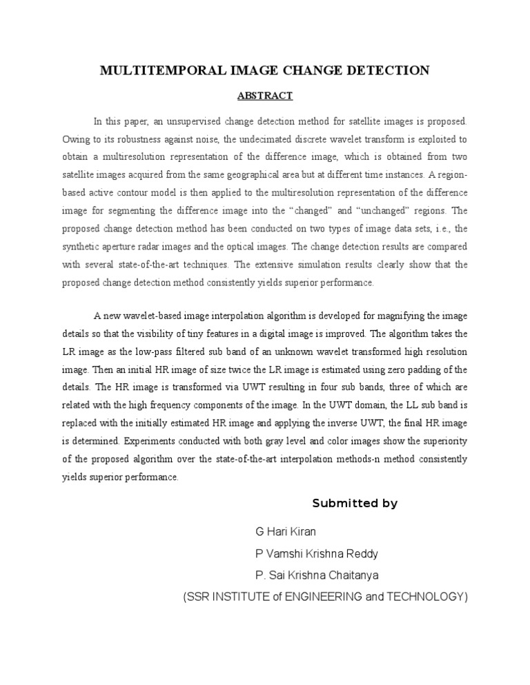 Multi Temporal Image Change Detection | PDF