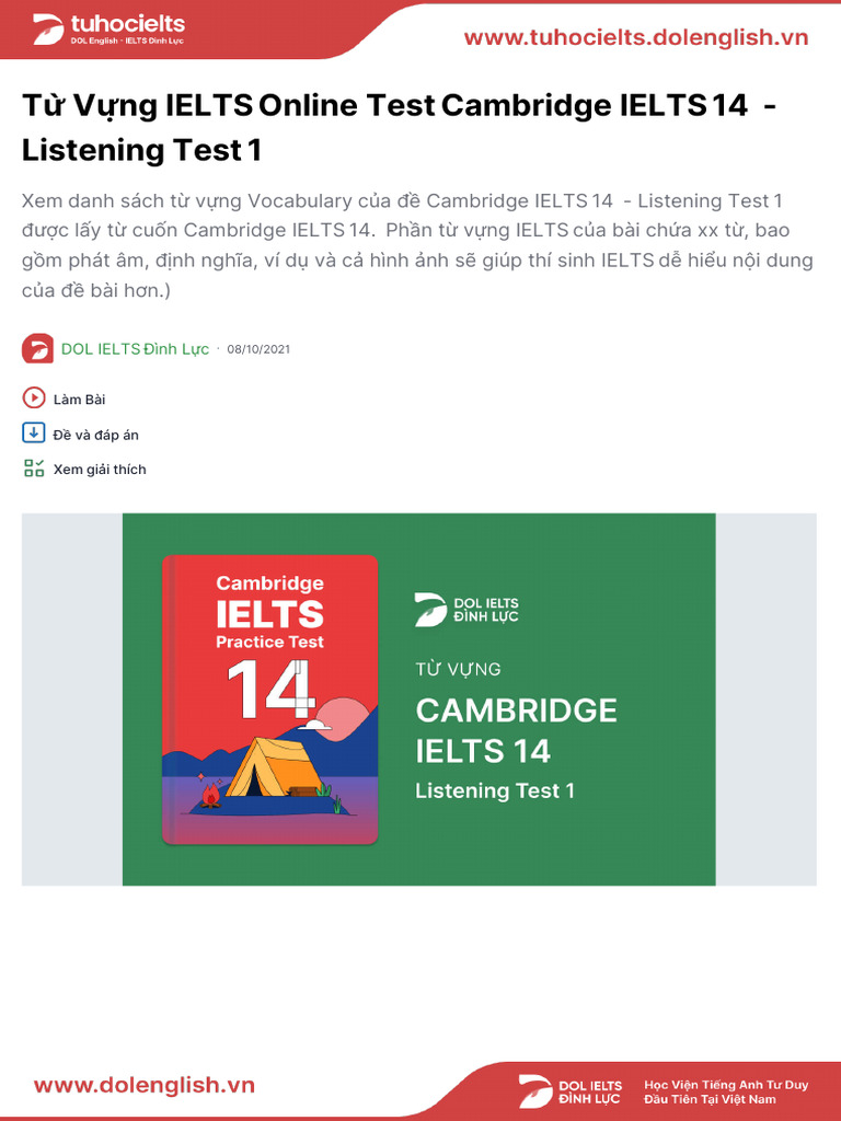 IELTS 14 Listening Test 1 Answers | PDF | Nature | Natural Environment