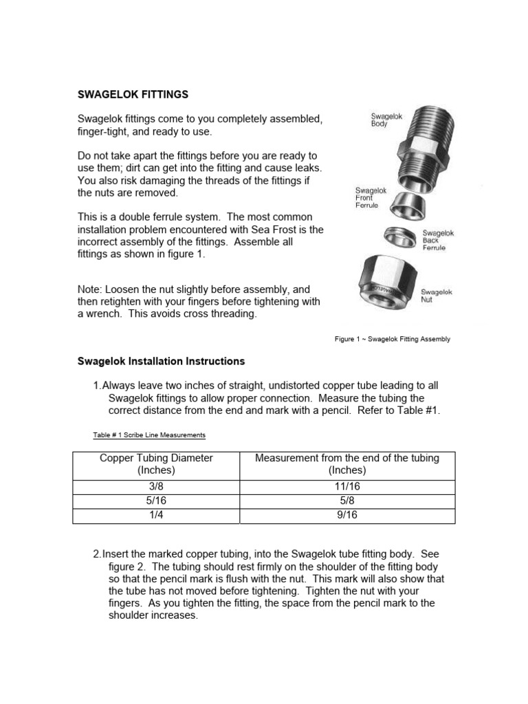 Swagelok Fitting Installation Guide | PDF | Nut (Hardware)