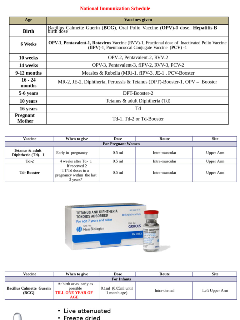 National Immunization Schedule Overview | PDF | Vaccines | Drugs