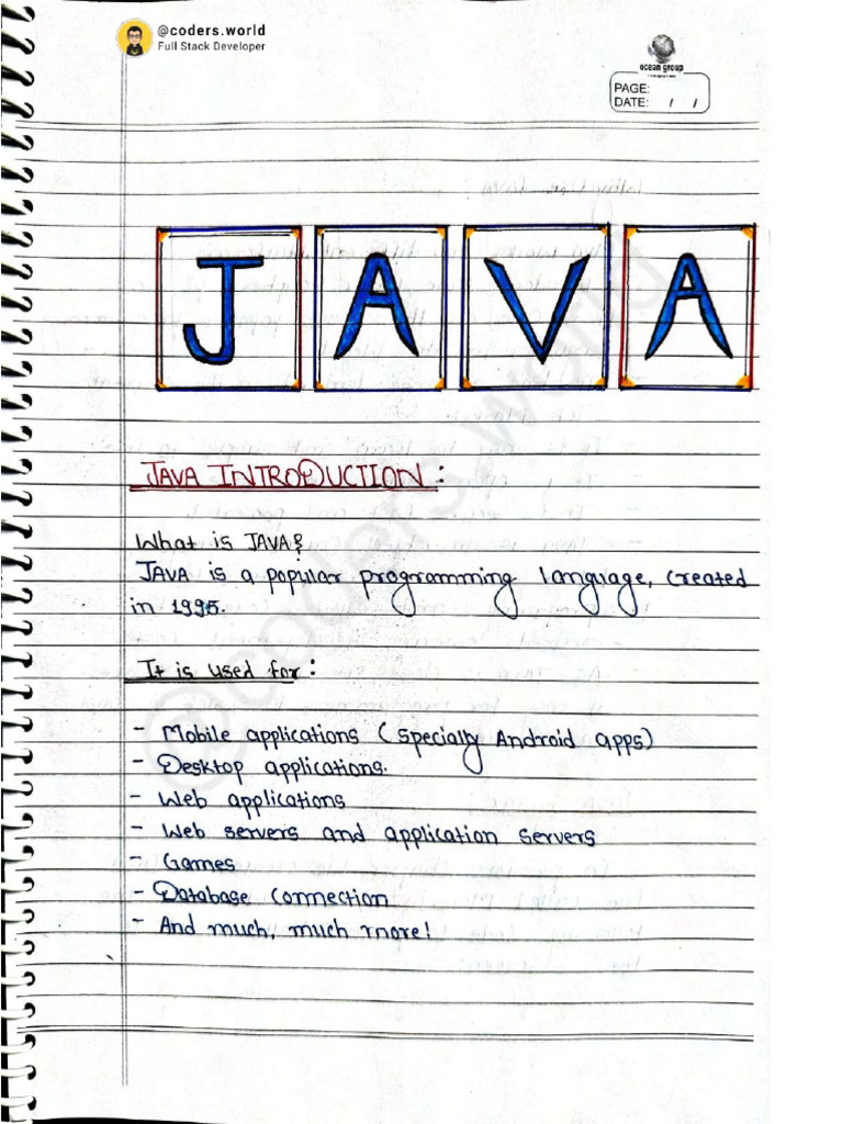 Java Handwritten Notes (1) - Compressed | PDF