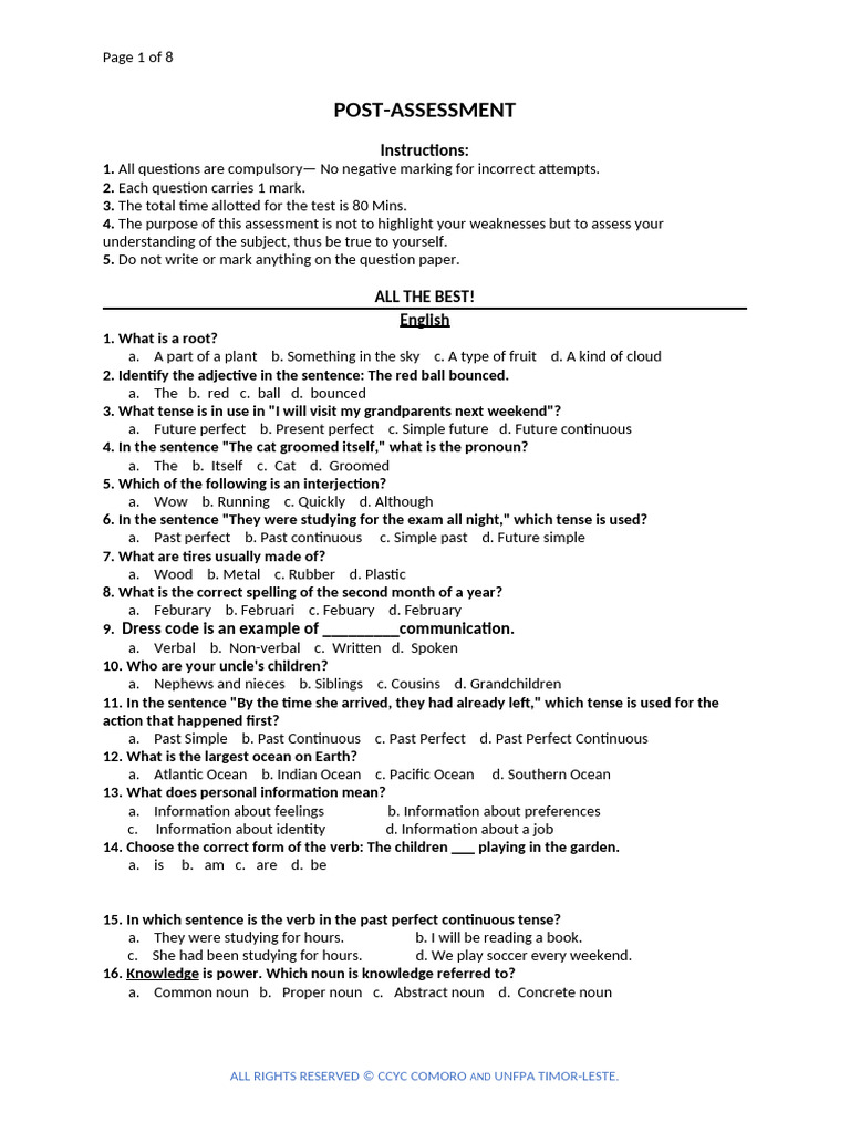 Post-Assessment Exam Instructions | PDF | Application Software ...