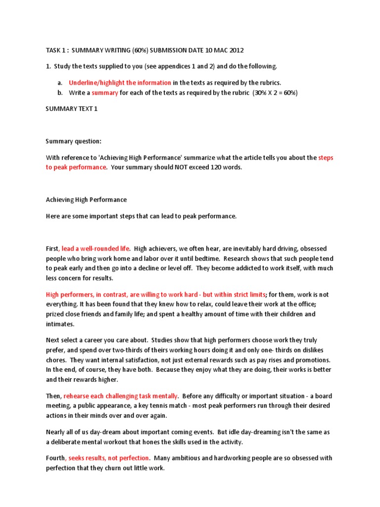 Steps to Achieve Peak Performance | PDF | Perfectionism (Psychology ...