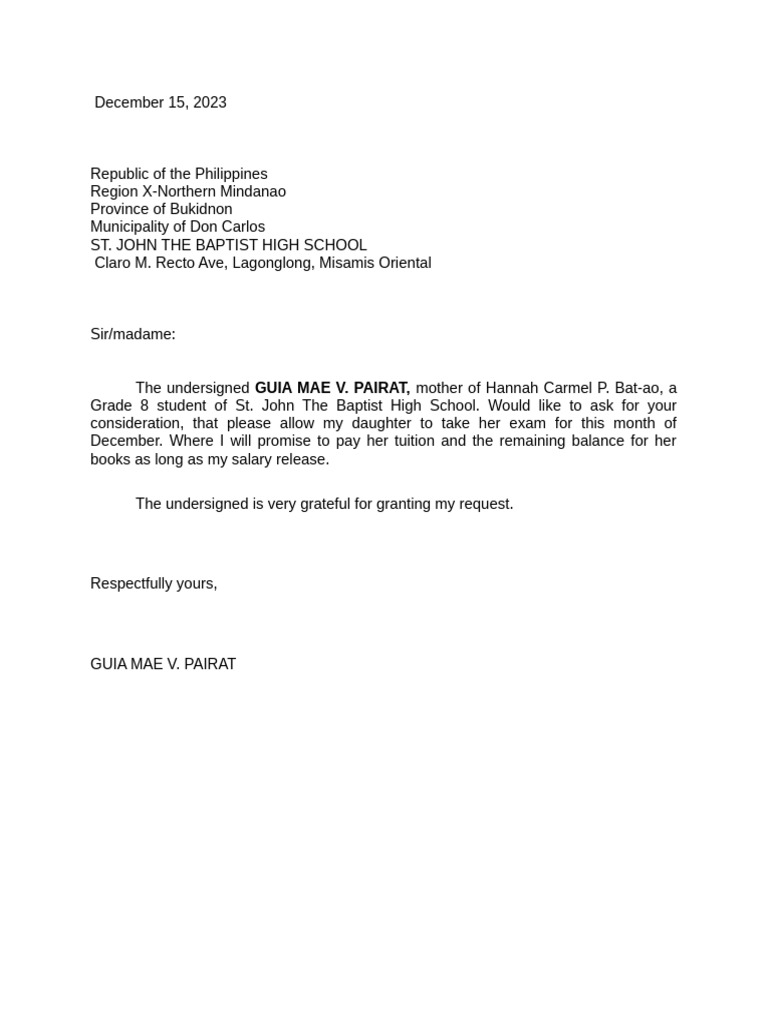 Request for Exam Consideration | PDF