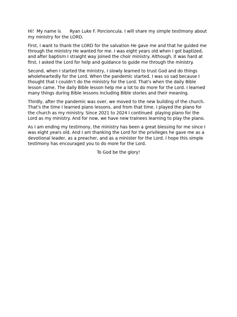 My Testimony | PDF