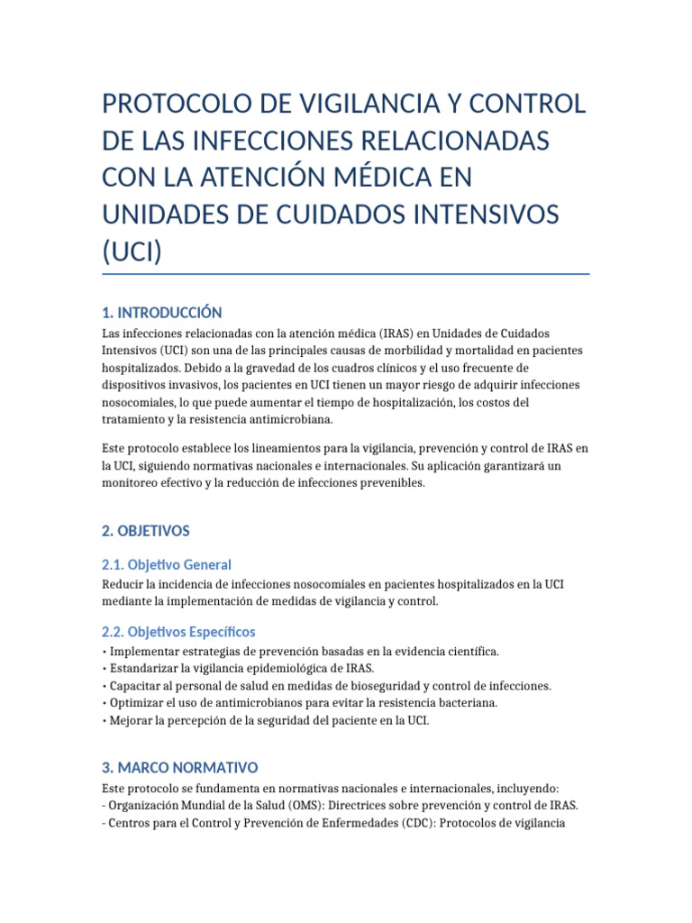 Control de Infecciones en UCI: Protocolo | PDF | Unidad de Cuidados ...