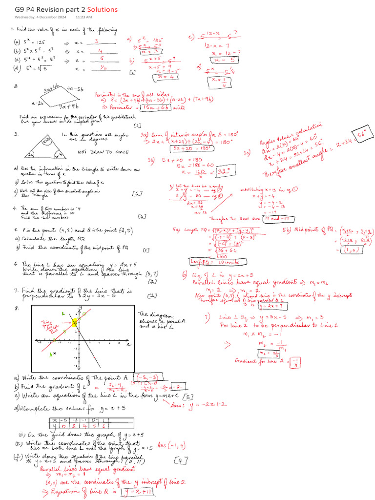 G9 P4 Revision Part 2 Solutions | PDF