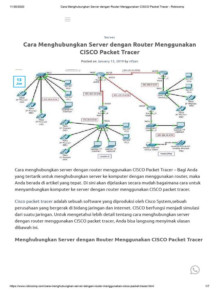 Cara Menghubungkan Server Dengan Router Menggunakan CISCO Packet Tracer ...