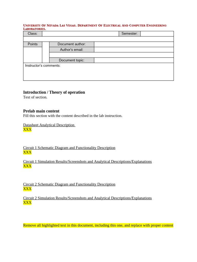 Prelab Template | PDF