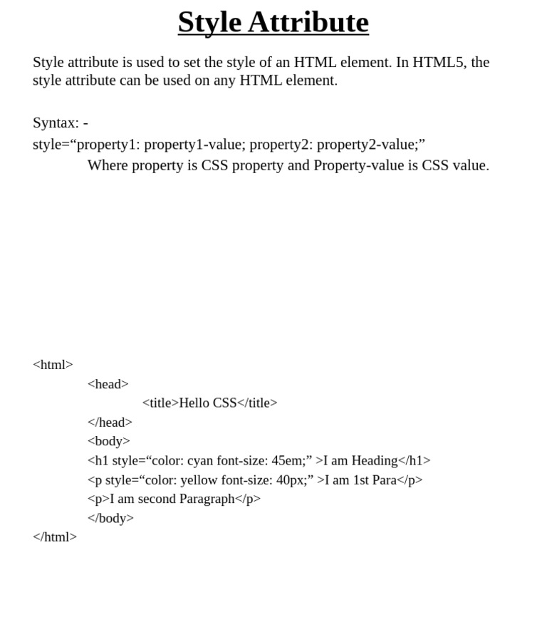 Style Attribute | PDF