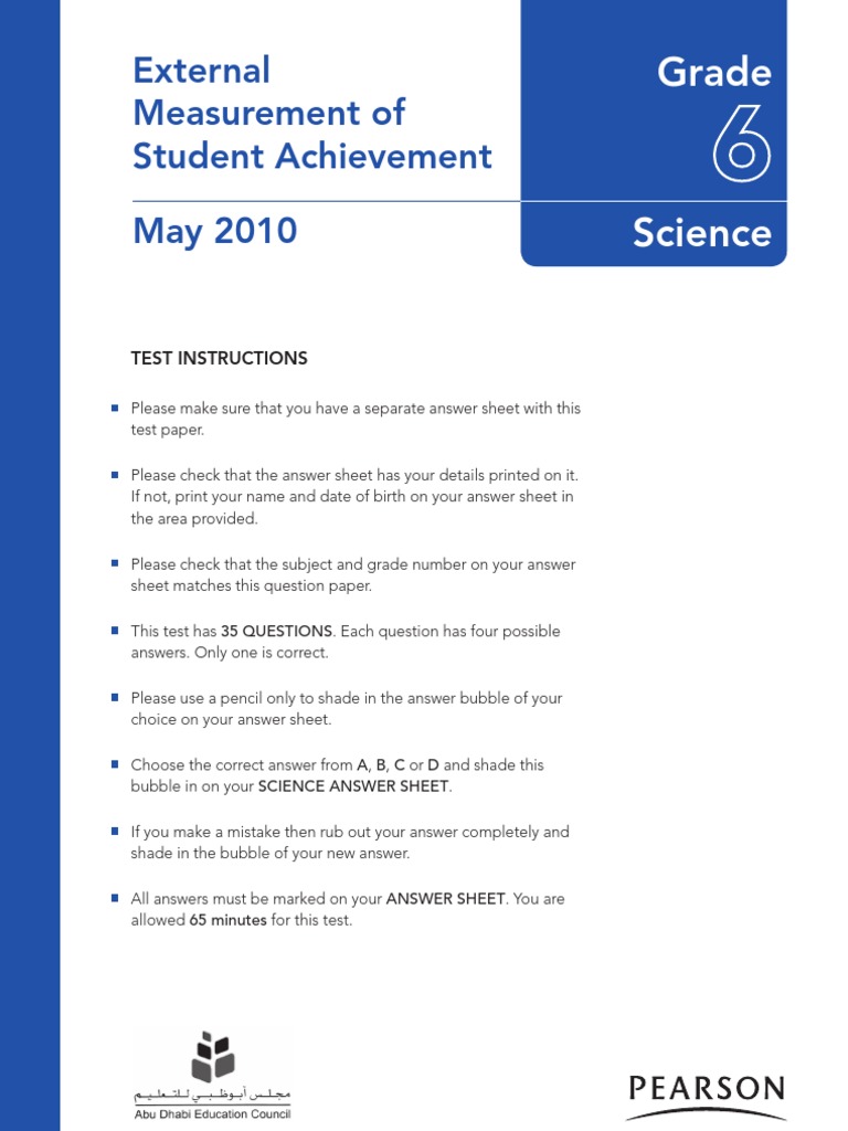 External Measurement of Student Achievement: Test Instructions | PDF ...