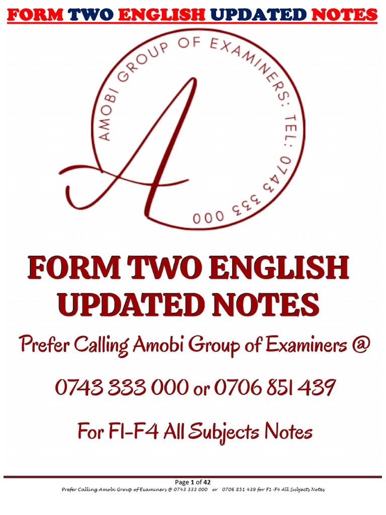 Form 2 English Notes on Stress & Intonation | PDF | Adverb | Stress ...