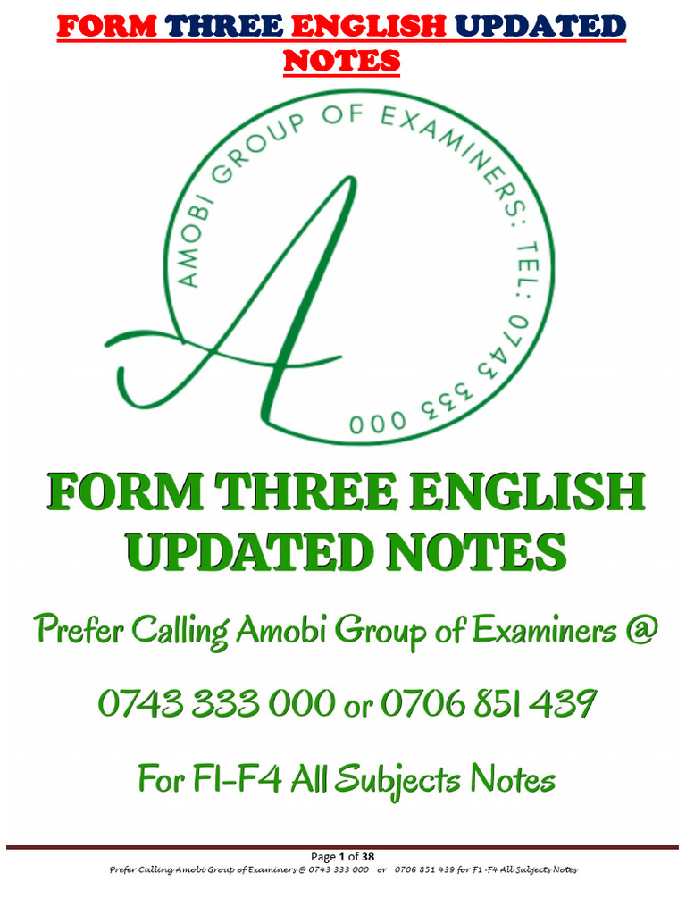 Form 3 English Notes: Stress & Intonation | PDF | Poetry | Stress ...